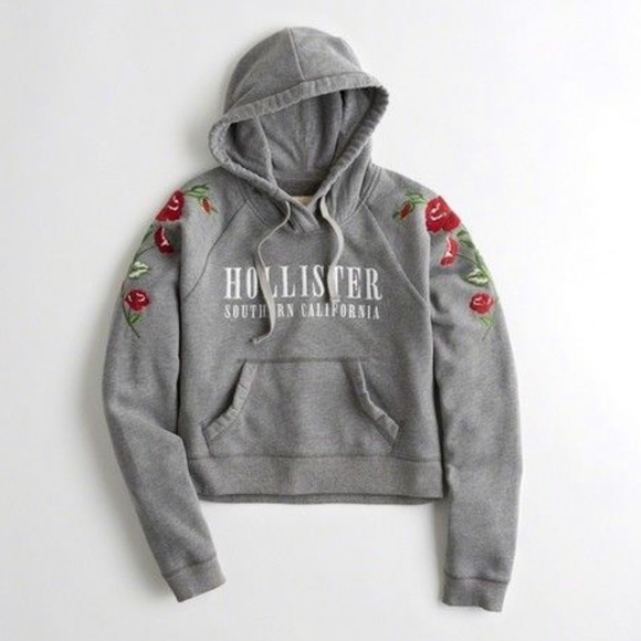 hollister red rose hoodie